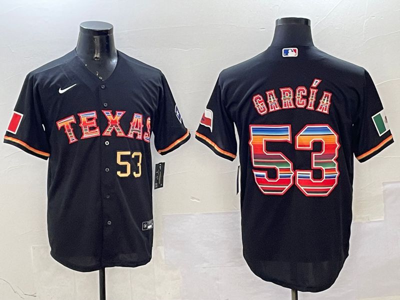 Men Texas Rangers #53 Garcia Black Mexico 2025 Nike MLB Jersey style 3->texas rangers->MLB Jersey